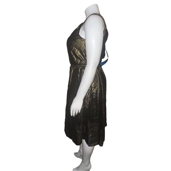 6th and Lane Bryant Gold Foil Sample Dress Sleeveless Fit & Flare Plus Size 14W - Picture 3 of 6